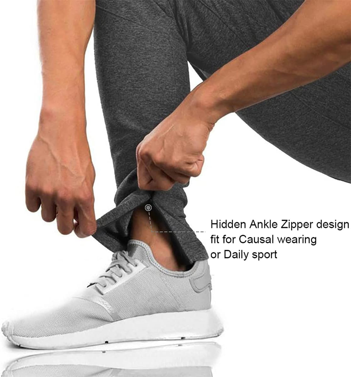Mens Gym Workout Sweatpant Pocket Sport Jogger Pants | Hidden Ankle Zip,Inner Pocket,Comfortable,Cotton Blend,Athletic Sweat Pants,Running Trouser,Tapered Leg,Slim Fit,Durable