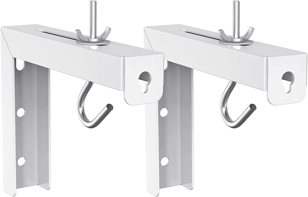 Universal Projector Screen Ceiling Mount, Wall Hanging Mount L-Brackets, 6 Inch Adjustable Extension with Hook Kit, Projector Screen Placement Hold up to 66 Lbs (PSM001-W), White