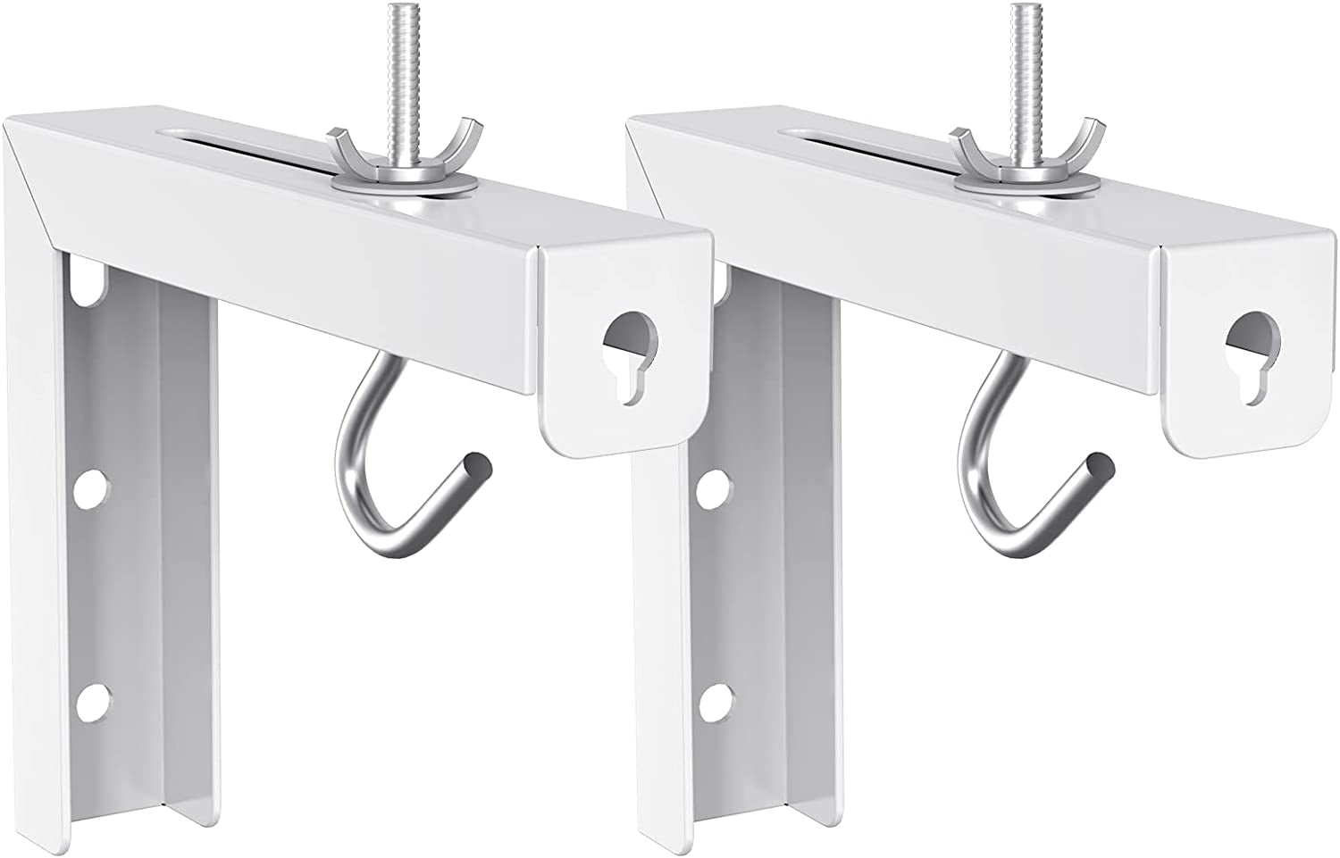 Universal Projector Screen Ceiling Mount, Wall Hanging Mount L-Brackets, 6 Inch Adjustable Extension with Hook Kit, Projector Screen Placement Hold up to 66 Lbs (PSM001-W), White