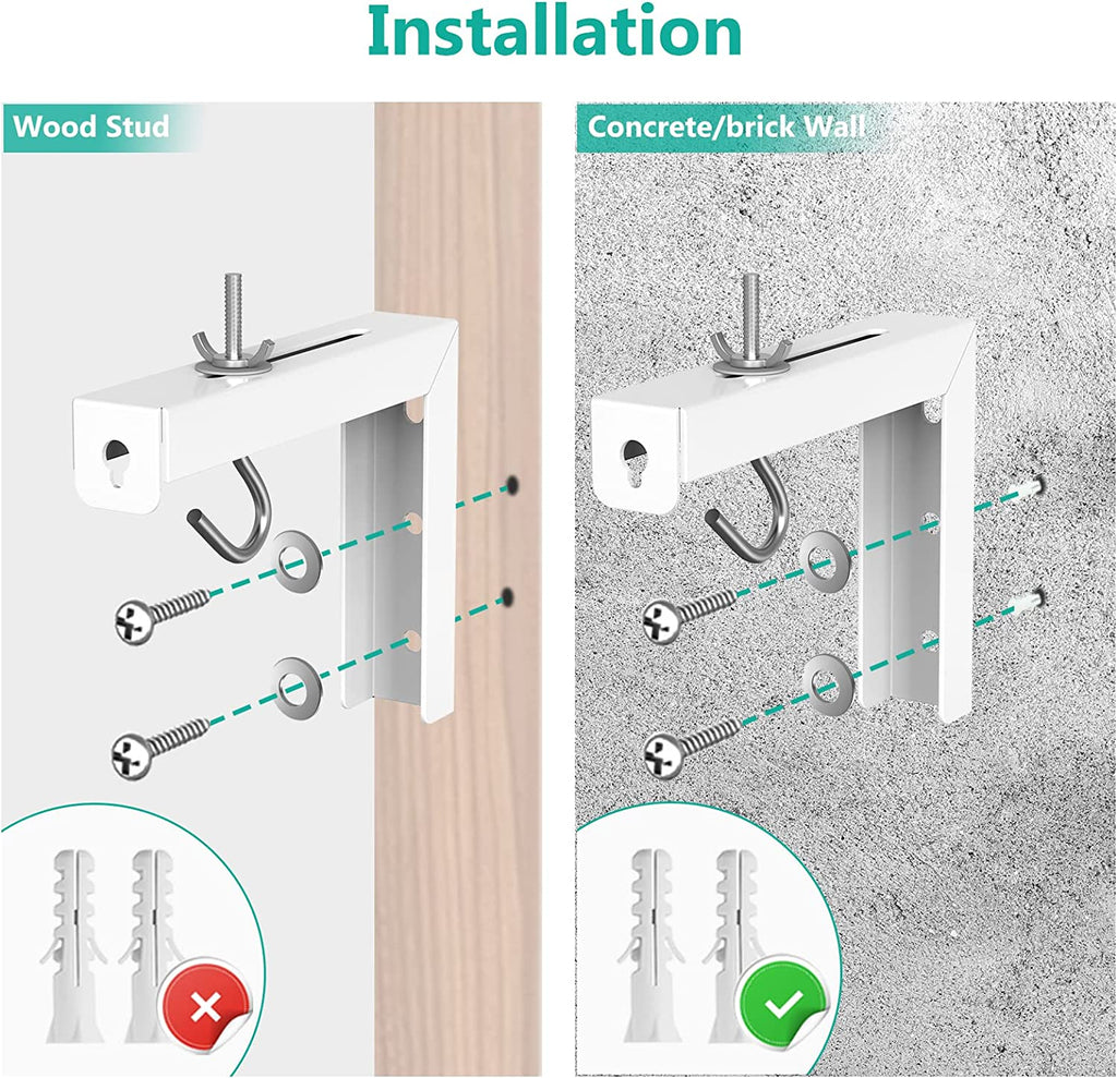 Universal Projector Screen Ceiling Mount, Wall Hanging Mount L-Brackets, 6 Inch Adjustable Extension with Hook Kit, Projector Screen Placement Hold up to 66 Lbs (PSM001-W), White