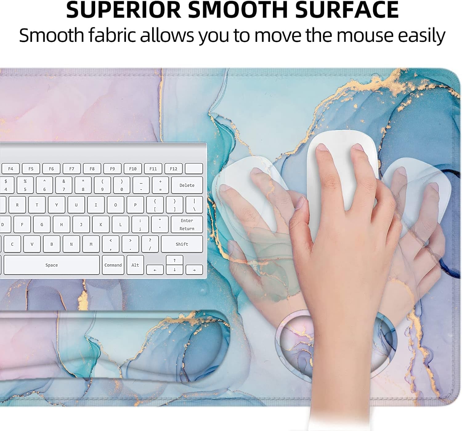 Large Mouse Pad with Wrist Rest, 4-In-1 Wrist Rest for Keyboard and Mouse | Non-Slip Waterproof Desk Mat Set, 35.4"X15.7" Desk Mat+Keyboard Wrist Rest+Mouse Wrist Support+Cup Coaster for Home Office