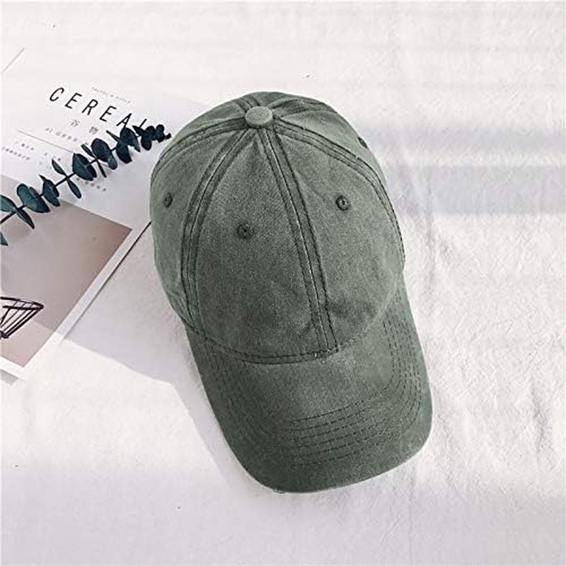 Baseball Cap Washed Cotton Unstructured Vintage Hat for Men Women | Unisex Sports Ball Caps Sun Protection Adjustable Outdoor Curved-Brim Dad Hat Classic Plain Cap