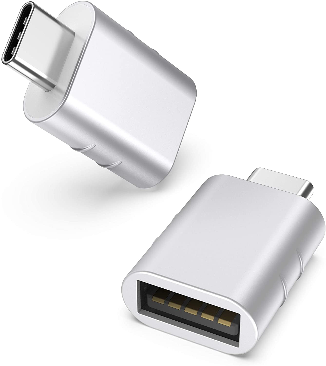 USB C to USB Adapter Pack of 2, USB 3.0 to Thunderbolt 5/4 Adapter | Compatible with Macbook Pro Air 2026, Surface, Ipad, Iphone, Galaxy Notebook, XPS and More Type C Devices, Silver