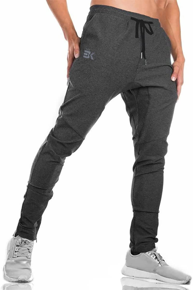 Mens Gym Workout Sweatpant Pocket Sport Jogger Pants | Hidden Ankle Zip,Inner Pocket,Comfortable,Cotton Blend,Athletic Sweat Pants,Running Trouser,Tapered Leg,Slim Fit,Durable