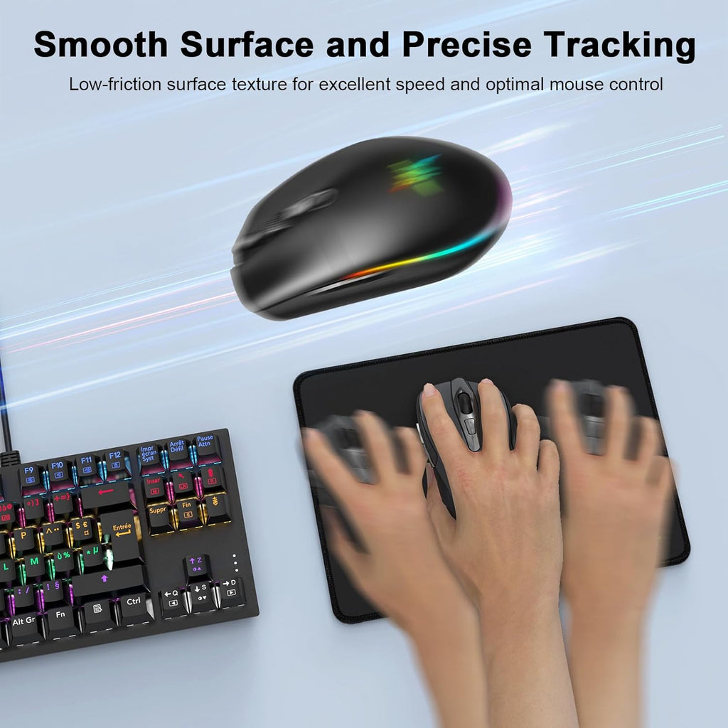 4 Pack Mouse Pad with Durable Anti-Fray Stitching, Small Mousepad | Anti-Slip Rubber Base, Ultra-Smooth Surface, Waterproof Material, Gaming Mouse Mat for Laser and Optical Mice, Black