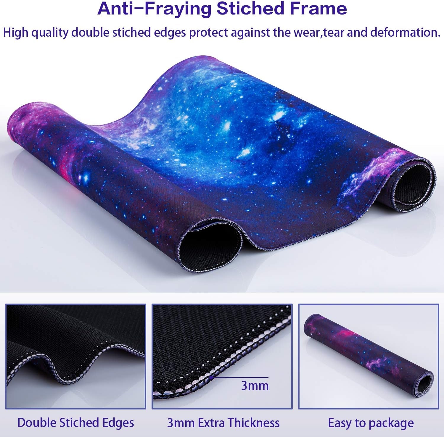 Gaming Mouse Pad, 31.5X15.7In Large Mouse Pads for Desk Keyboard Pad | Desk Mat for Keyboard and Mouse Computer Big Full Size Desk Pad with Non-Slip Rubber Base and Stitched Edge for Home Office