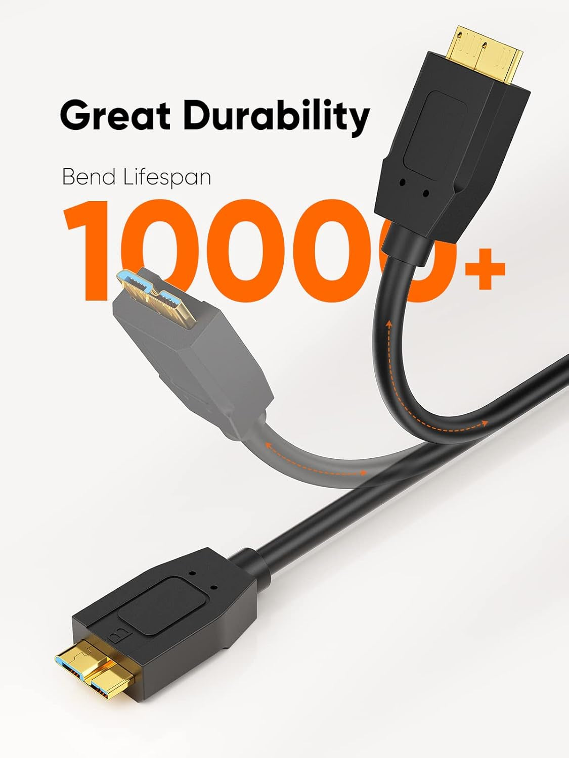 USB C 3.1 Type C to Micro B Hard Drive Cable for Iphone/Laptop/Camera | USB C Hard Drive Cable 10Gbps High Speed / 1Ft~4Ft/ for Seagate WD Westgate Lacie My Password/Thunderbolt 3 Compatible