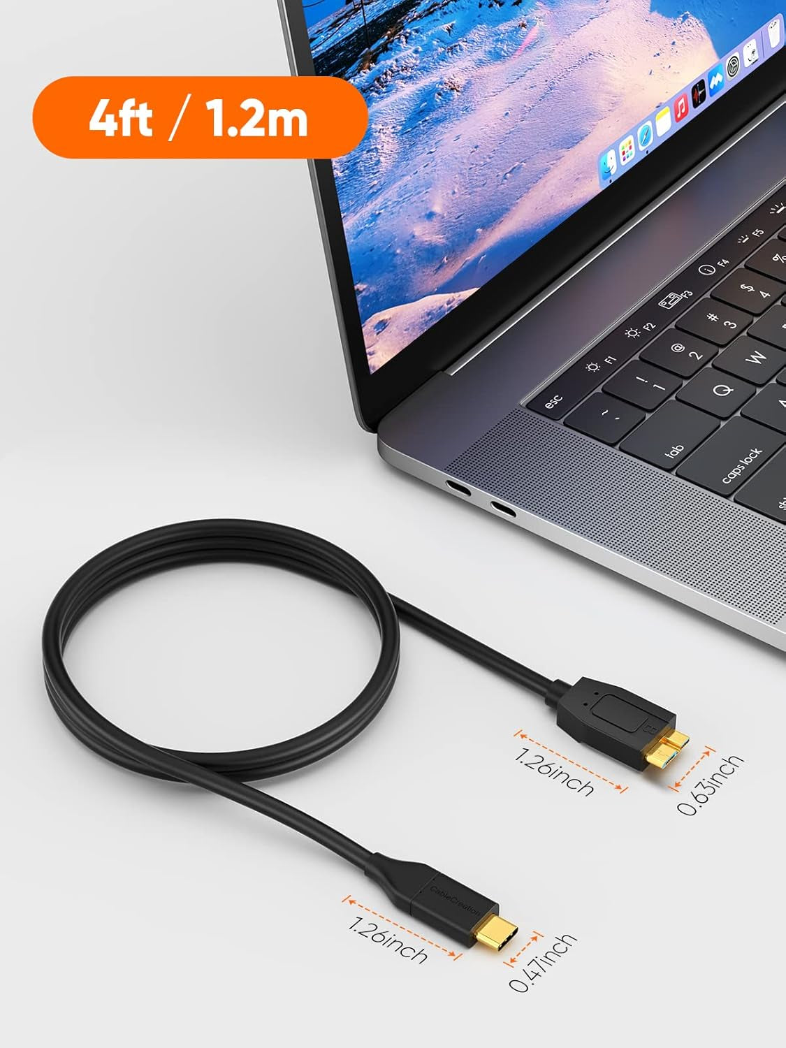 USB C 3.1 Type C to Micro B Hard Drive Cable for Iphone/Laptop/Camera | USB C Hard Drive Cable 10Gbps High Speed / 1Ft~4Ft/ for Seagate WD Westgate Lacie My Password/Thunderbolt 3 Compatible