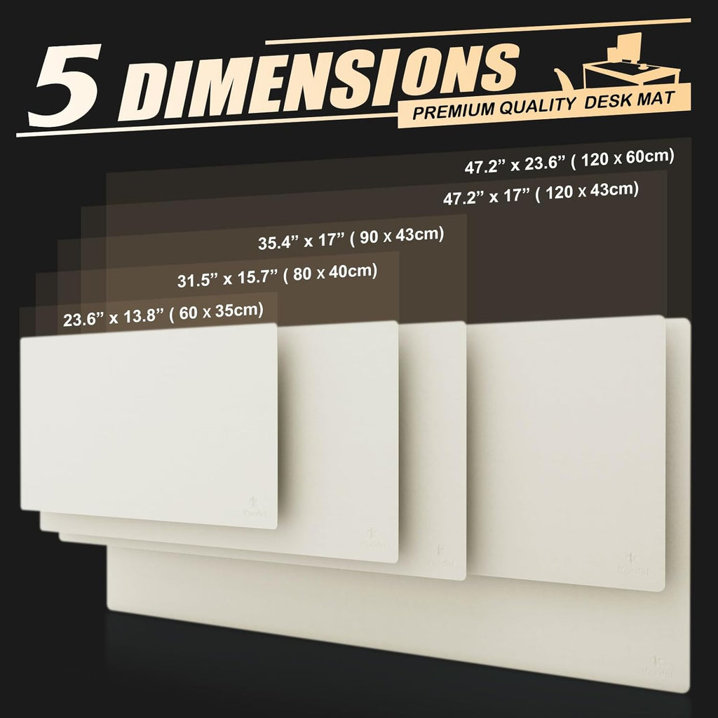 Large Office Desk Mat, Leather Mouse Pad (31.5"X15.7", White) | Desk Pad, Keyboard Pad, Computer and Laptop Mat, Desktop Protector and Cover, Writing Pad and Blotter for Home Office