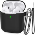 Upgrade Silicone Case Protective Cover for Apple Airpods 2 & 1 | Front LED Visible, Carabiner Included, Supports Wireless Charging, Shock Resistant, Full Protection