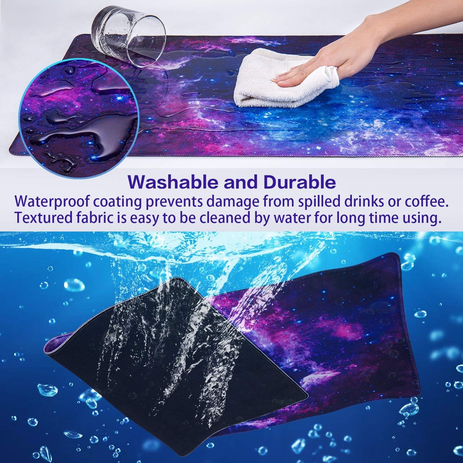 Gaming Mouse Pad, 31.5X15.7In Large Mouse Pads for Desk Keyboard Pad | Desk Mat for Keyboard and Mouse Computer Big Full Size Desk Pad with Non-Slip Rubber Base and Stitched Edge for Home Office