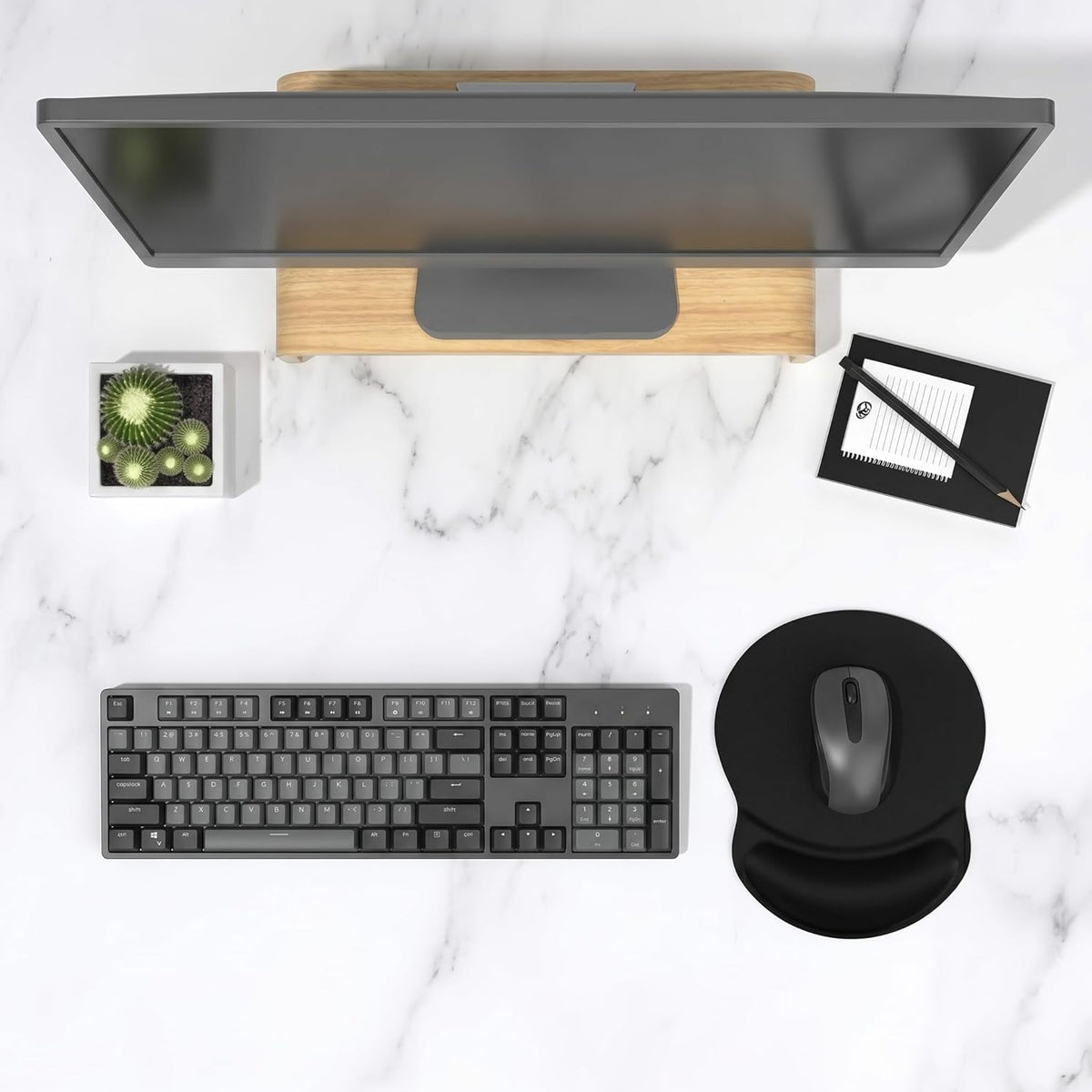 Ergonomic Mouse Pad with Gel Wrist Rest Support Gaming Small Wrist Rest Smooth Surface Non-Slip PU Base Comfortable Office Supplies Pain Relief, 8.7 X 7.2 Inches, Black