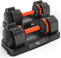 Adjustable Dumbbells Set 25LB a Pair Dumbbells Weights, 5 in 1 Free Weights 5/10/15/20/25Lb/50Lb Dumbbell with Anti-Slip Handle, Suitable for Home Gym Exercise Equipment