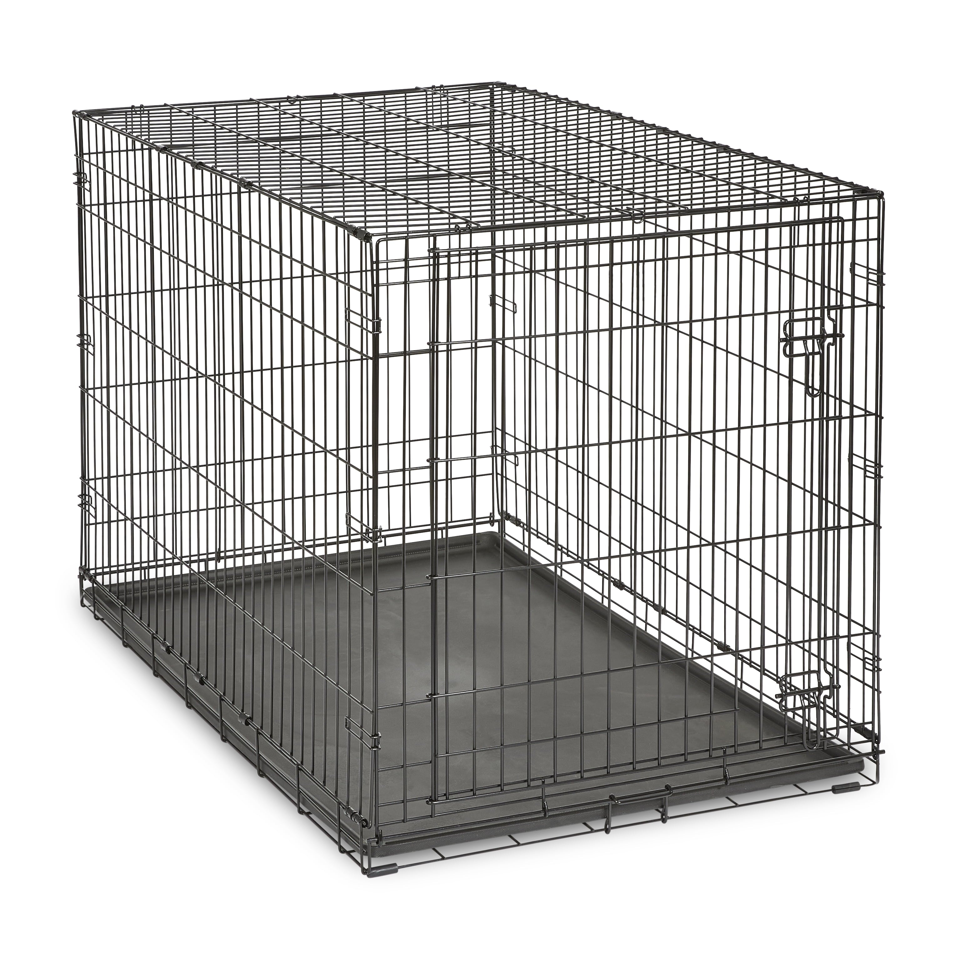 Foldable 48" Wire Crate for Dogs with Divider and Leak-Proof Tray