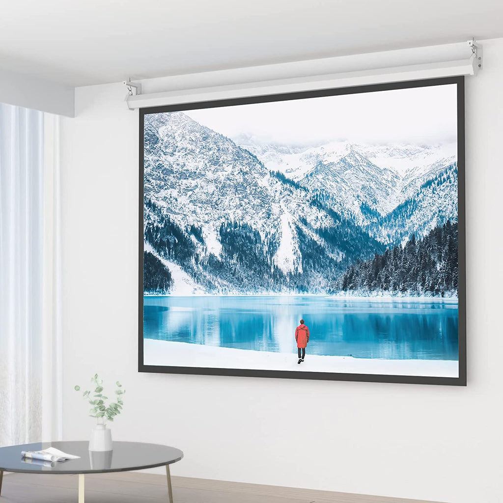 Universal Projector Screen Ceiling Mount, Wall Hanging Mount L-Brackets, 6 Inch Adjustable Extension with Hook Kit, Projector Screen Placement Hold up to 66 Lbs (PSM001-W), White