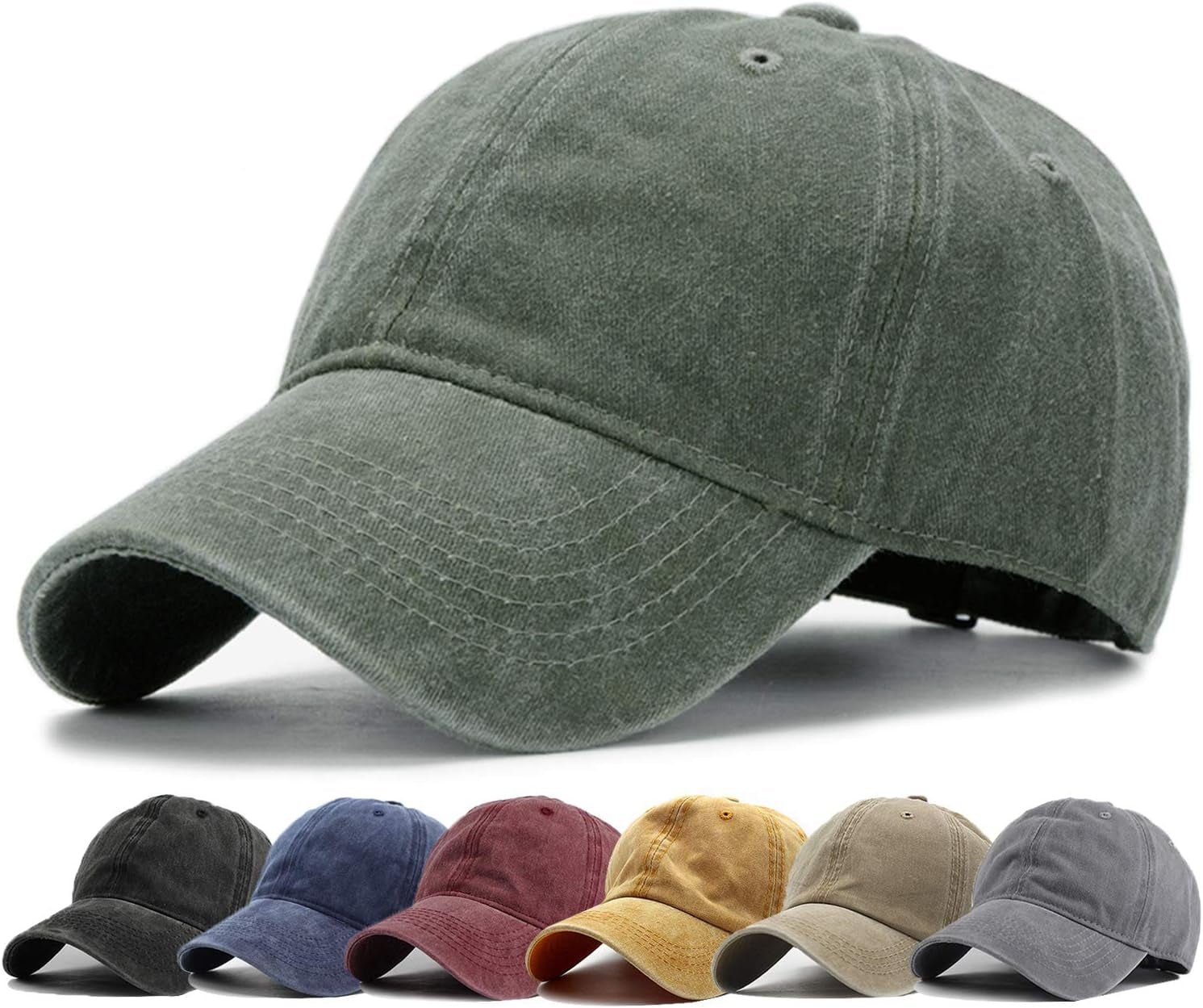 Baseball Cap Washed Cotton Unstructured Vintage Hat for Men Women | Unisex Sports Ball Caps Sun Protection Adjustable Outdoor Curved-Brim Dad Hat Classic Plain Cap