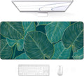 Desk Pad, XL Extended Large Gaming Mouse Pad 31.5 X 11.8 Inch, Waterproof Mousepad with Stitched Edge, Non-Slip Computer Keyboard Laptop Mat for Women Men Office Work, Teal Tropical Leaves