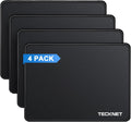 4 Pack Mouse Pad with Durable Anti-Fray Stitching, Small Mousepad | Anti-Slip Rubber Base, Ultra-Smooth Surface, Waterproof Material, Gaming Mouse Mat for Laser and Optical Mice, Black